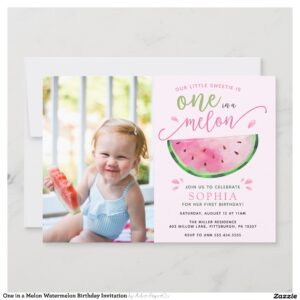 One in a Melon Watermelon Birthday Invitation