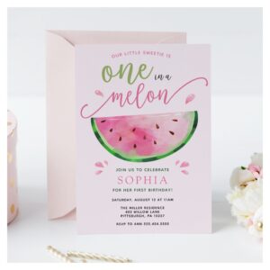One in a Melon Watermelon Birthday Invitation