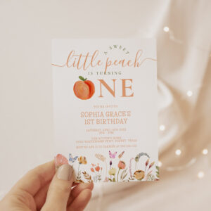 One Sweet Peach Girl 1st Birthday Invitation
