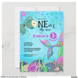 ONEder the Sea Mermaid 1st Birthday Invitation