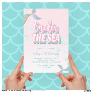 Oneder The Sea Mermaid 1st Birthday Invitation