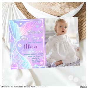 ONEder The Sea Mermaid 1st Birthday Photo Invitation