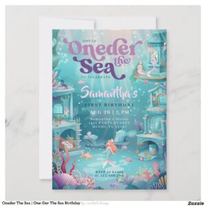 Oneder The Sea   One-Der The Sea Birthday Invitation