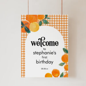 Orange Birthday Party or Baby Shower Welcome Sign