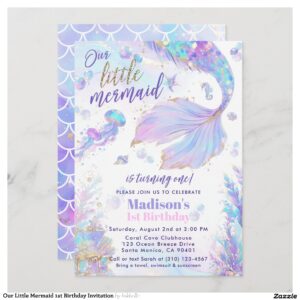 Our Little Mermaid 1st Birthday Invitation