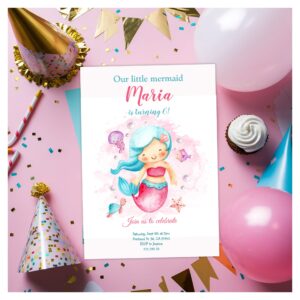 Our Little Mermaid Girl Birthday Invitation
