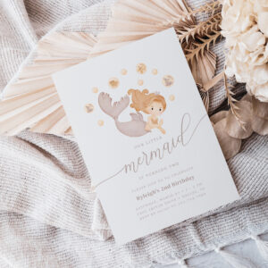 Our Little Mermaid Sea Girls Boho Birthday Party Invitation