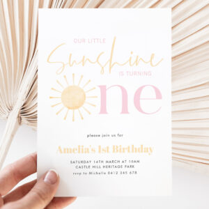 Our Little Sunshine Girl's 1st Birthday Party Invitation