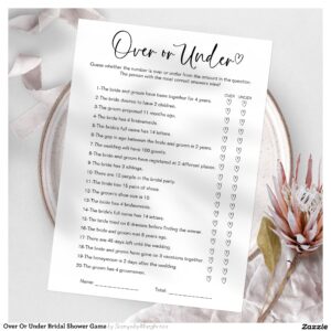 Over Or Under Bridal Shower Game Invitation