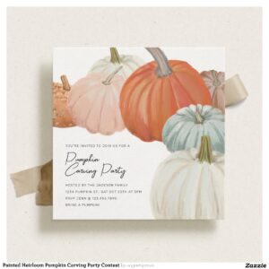 Painted Heirloom Pumpkin Carving Party Contest Invitation