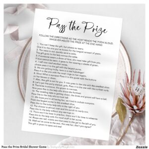 Pass the Prize Bridal Shower Game Invitation