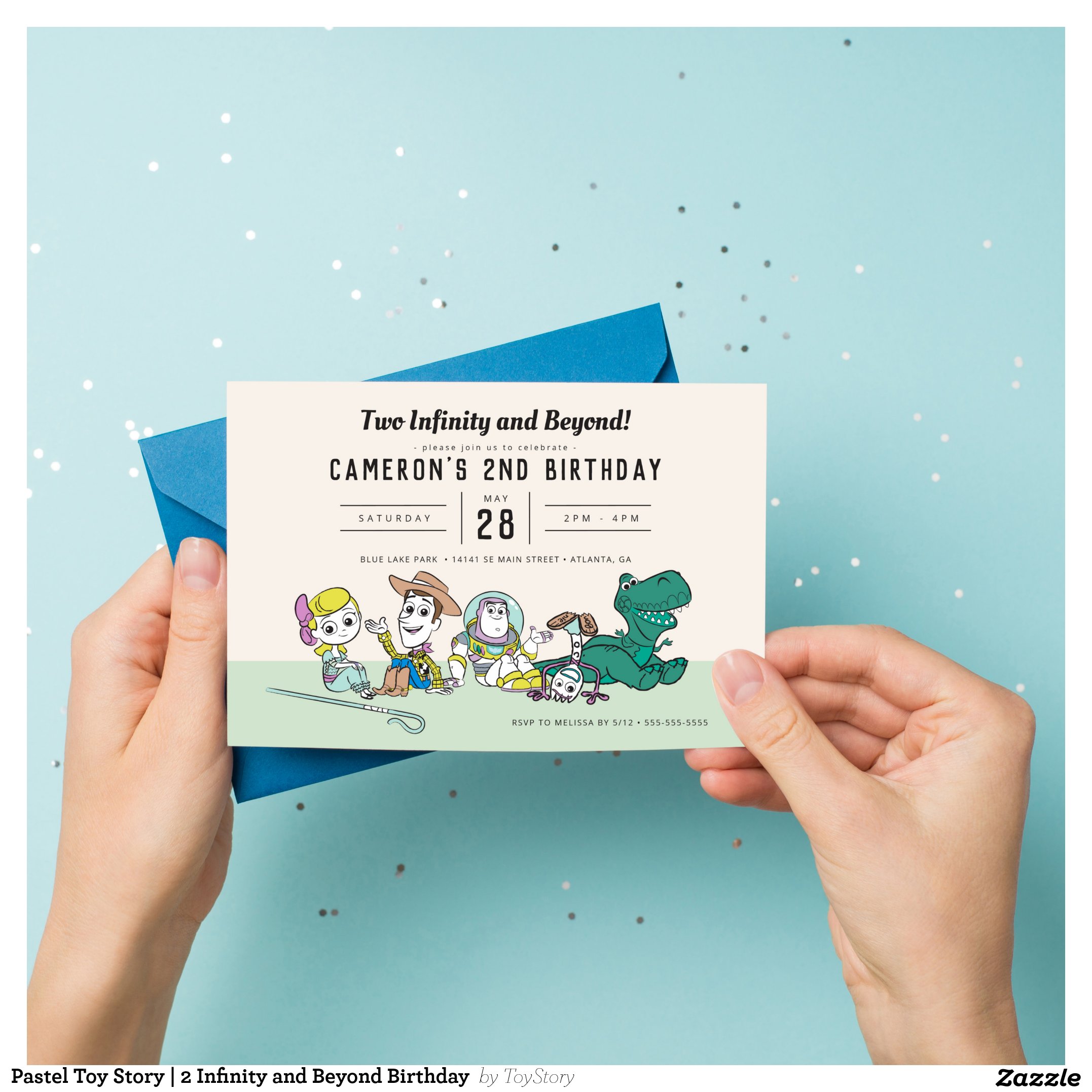 Pastel Toy Story   2 Infinity and Beyond Birthday  Invitation