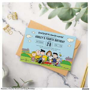 Peanuts   Charlie Brown and Gang Birthday Invitation