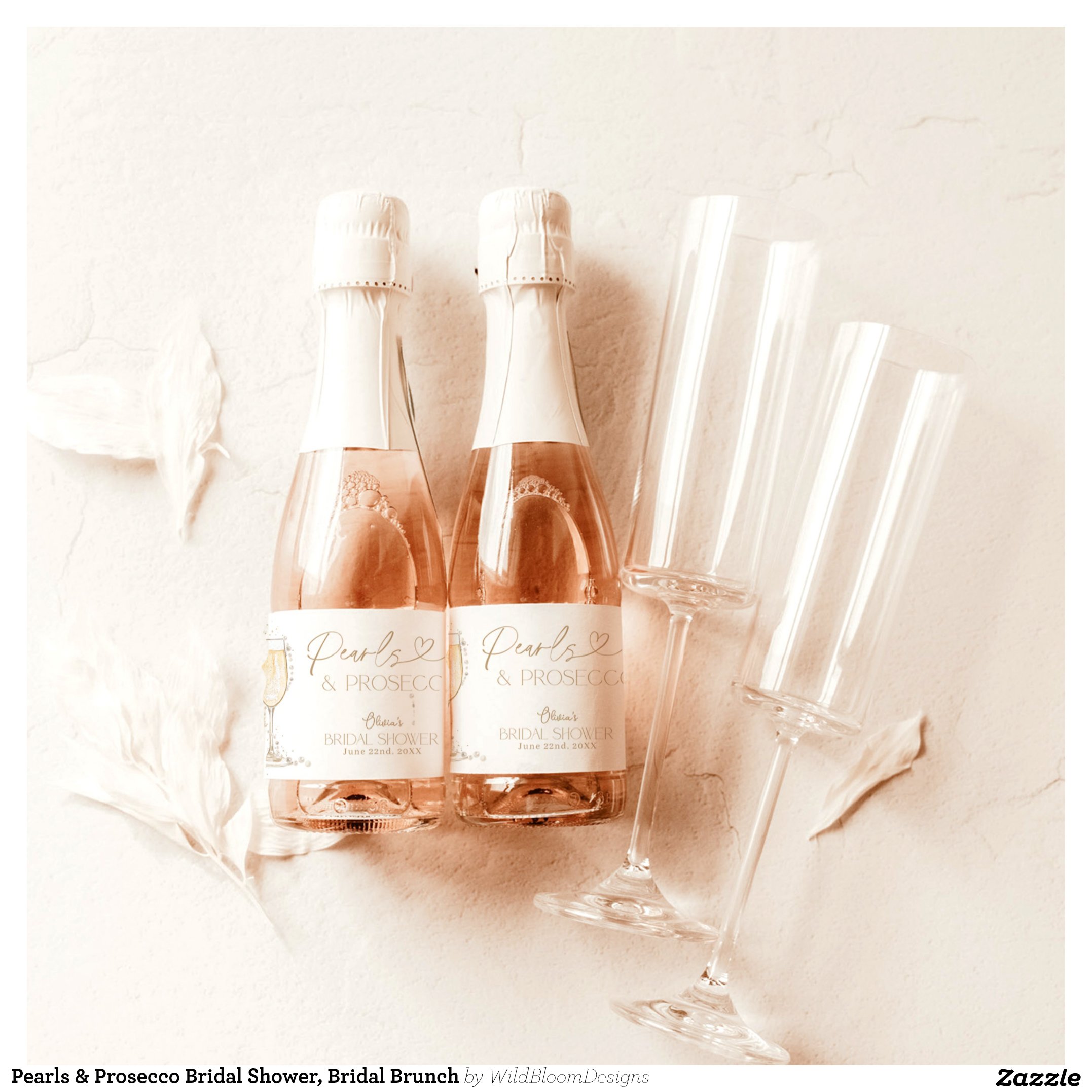 Pearls & Prosecco Bridal Shower, Bridal Brunch Sparkling Wine Label