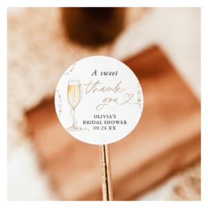 Pearls & Prosecco Bridal Shower Favor Sticker