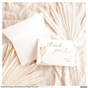 Pearls & Prosecco Bridal Shower Thank You Card