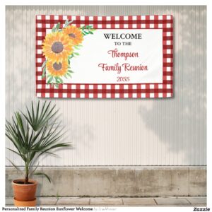 Personalized Family Reunion Sunflower Welcome Banner