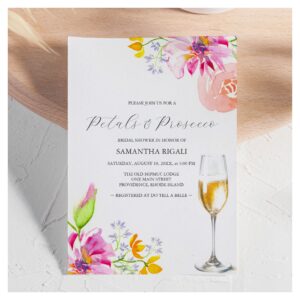 Petals and Prosecco Bridal Shower Invitations