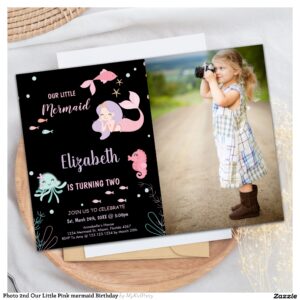 Photo 2nd Our Little Pink mermaid Birthday Invitation