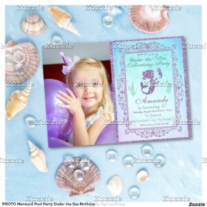 PHOTO Mermaid Pool Party Under the Sea Birthday Invitation