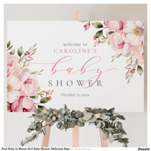 Pink Baby In Bloom Girl Baby Shower Welcome Sign