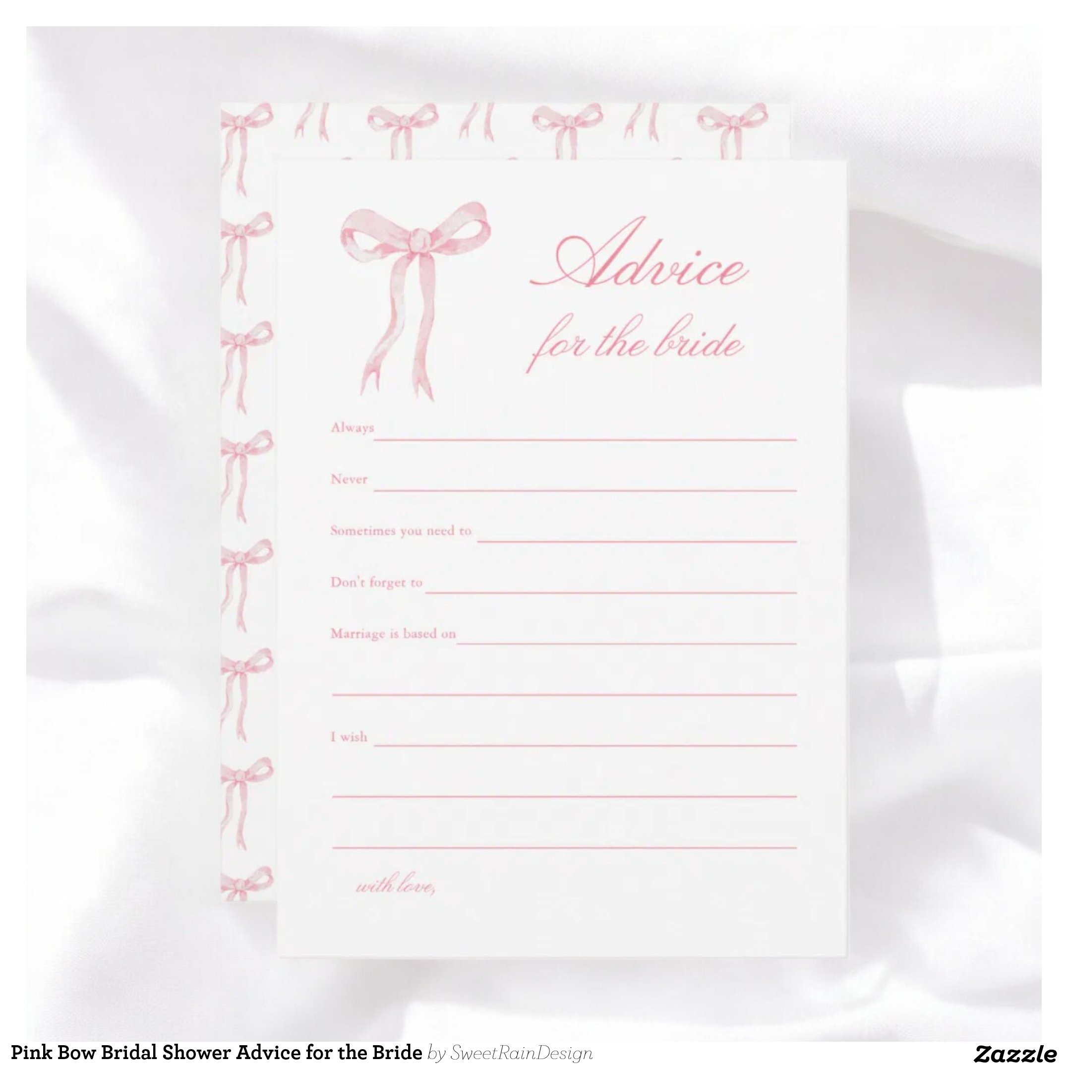 Pink Bow Bridal Shower Advice for the Bride