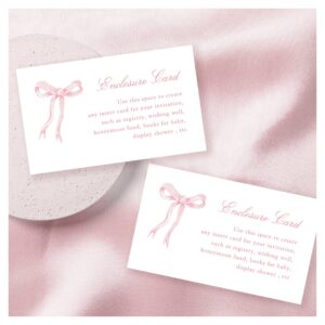Pink Bow Tying The Knot Bridal Shower Custom Enclosure Card