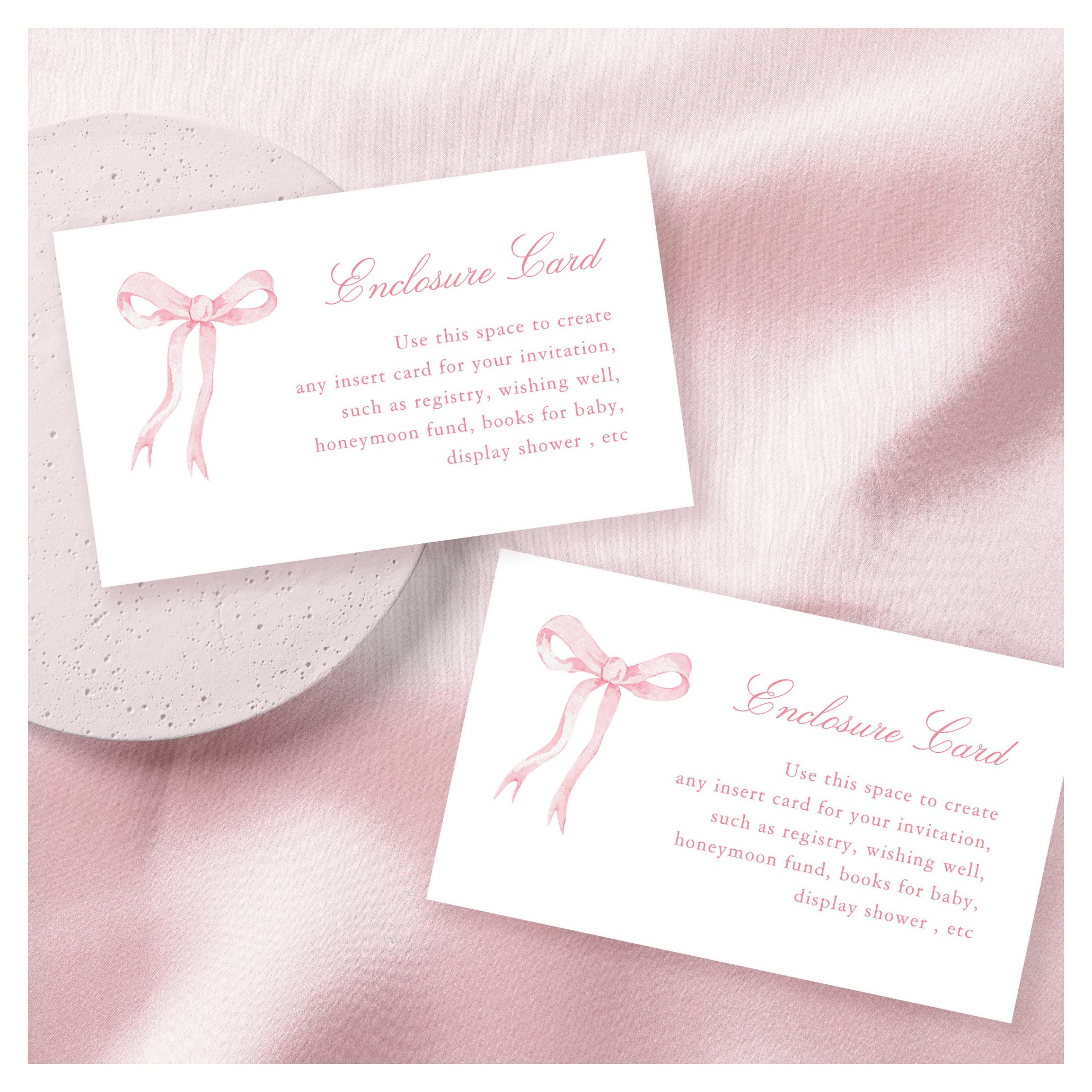 Pink Bow Tying The Knot Bridal Shower Custom Enclosure Card