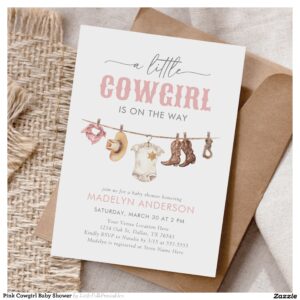 Pink Cowgirl Baby Shower Invitation