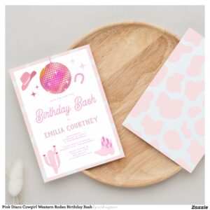 Pink Disco Cowgirl Western Rodeo Birthday Bash Invitation