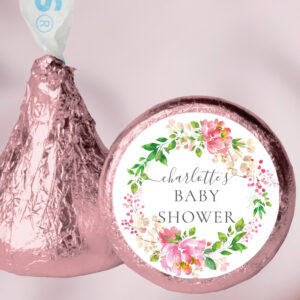 Pink Floral Baby Shower Hershey?'s Kisses?