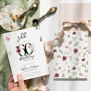 Pink Floral Surprise 60th Birthday Party Invitation
