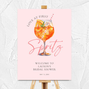 Pink Orange Aperol Spritz Bridal Shower Welcome Foam Board