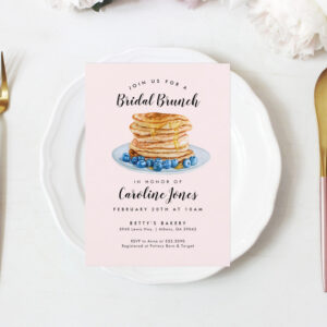 Pink Pancakes Bridal Brunch Invitation
