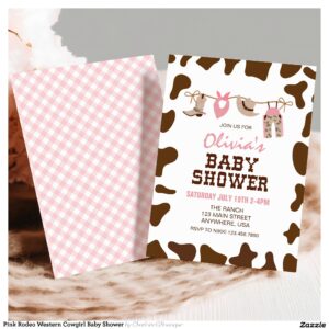 Pink Rodeo Western Cowgirl Baby Shower Invitation
