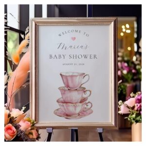 Pink Tea Party Bridal Shower Welcome Poster