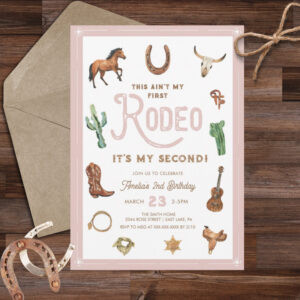 Pink Western 2nd Birthday Rodeo  Invitation