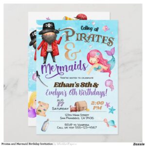 Pirates and Mermaid Birthday Invitation