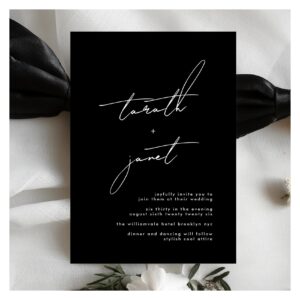Premium NAMES   Stylish Black & White Wedding Invitation