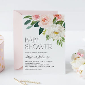 Pretty Watercolor Flowers Garden Baby Shower Invitation