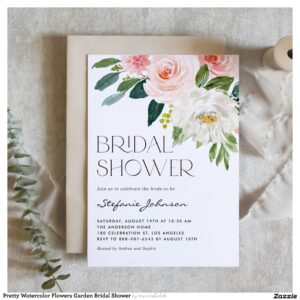 Pretty Watercolor Flowers Garden Bridal Shower Invitation
