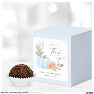 Pumpkin Floral Baby Boy Shower Favor Boxes