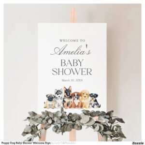 Puppy Dog Baby Shower Welcome Sign