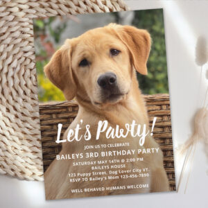 Puppy Dog Birthday Party Personalized Pet Photo Invitation