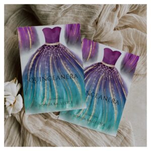 Purple Aqua Teal Ombre Mermaid Dress Quinceanera Invitation
