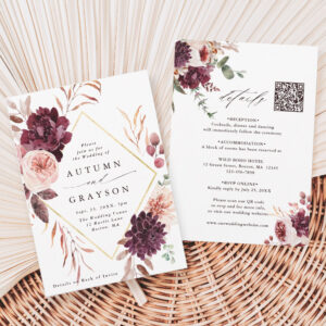 QR Code All In One Autumn Romance Wedding Invitation