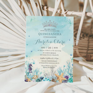 Quincea?era Under the Sea Beach Shells Corals Invitation