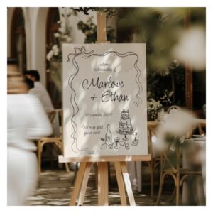 Quirky Bow Handwritten Wedding Welcome Sign