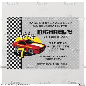 Race Car 7th Birthday Party Invitation