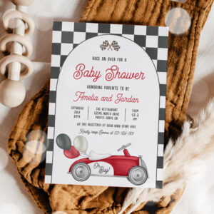 Race Car Baby Shower Boy Red Race Car Shower Invitation